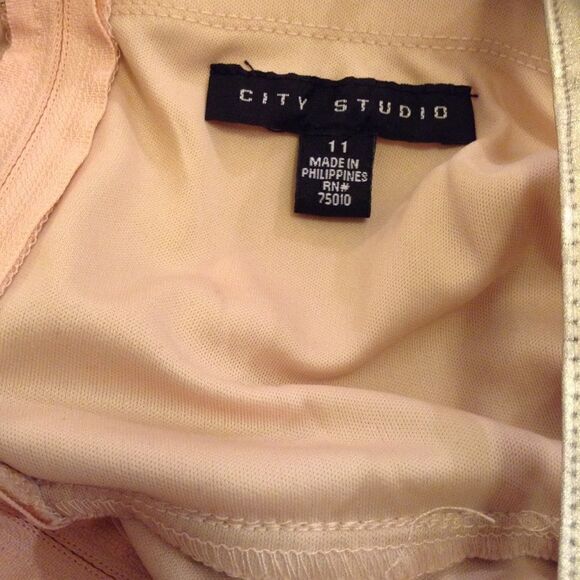 City Studio Fit And Flare Mini Dress Sheer Spaghetti Strap Gold Stars Size 11 - Picture 8 of 13